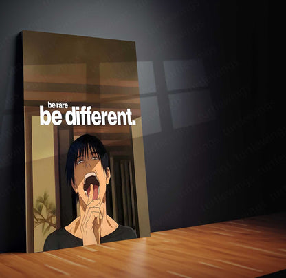 Anime Metal Poster | Toji Fushiguro Motivation Metal Poster | “Be Rare, Be Different” Anime Wall Art | Premium Aluminum Print