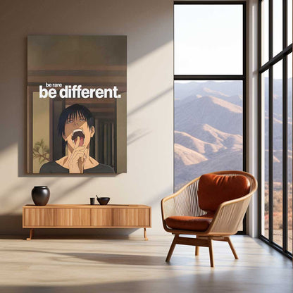 Anime Metal Poster | Toji Fushiguro Motivation Metal Poster | “Be Rare, Be Different” Anime Wall Art | Premium Aluminum Print