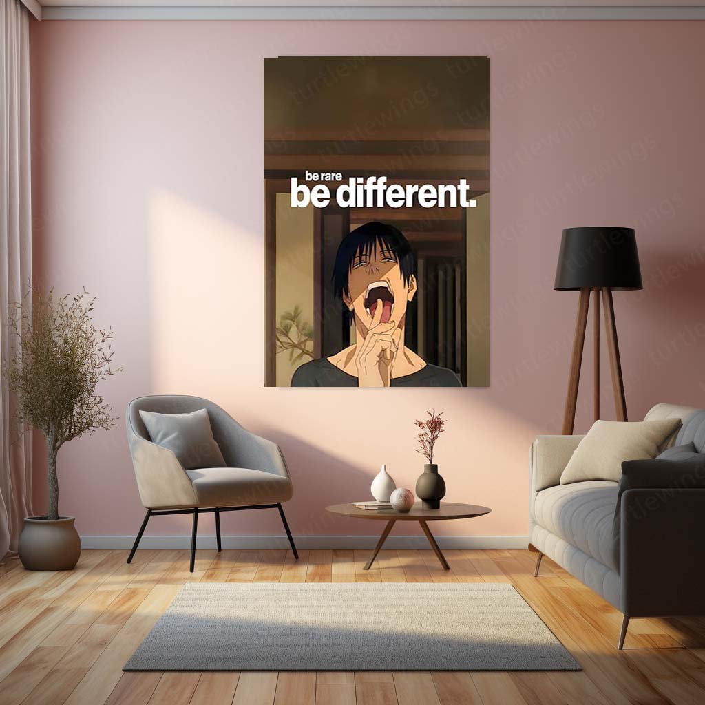 Anime Metal Poster | Toji Fushiguro Motivation Metal Poster | “Be Rare, Be Different” Anime Wall Art | Premium Aluminum Print