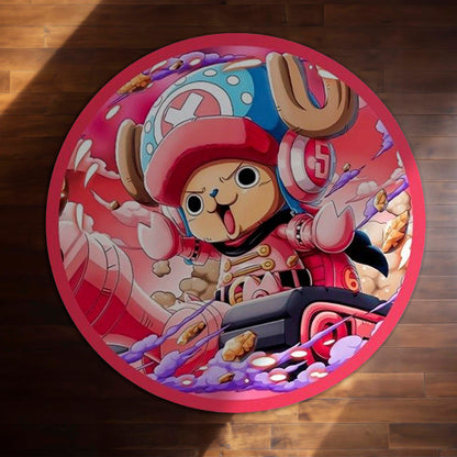 Tony Tony Chopper Round Flat Rug | One Piece Anime Circle Floor Mat | Anti-Slip 3 mm Absorbent Flat Rug for Bedroom, Gaming Room & Anime Decor