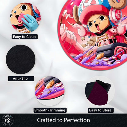 Tony Tony Chopper Round Flat Rug | One Piece Anime Circle Floor Mat | Anti-Slip 3 mm Absorbent Flat Rug for Bedroom, Gaming Room & Anime Decor