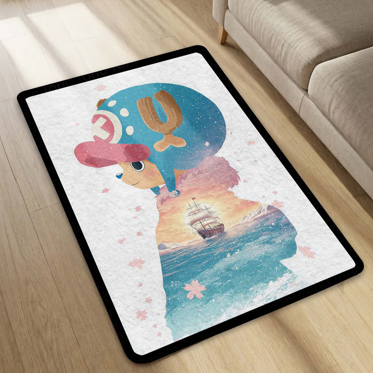 Cute Anime Reindeer Area Flat Rug | Kawaii Cartoon Floor Mat | Aesthetic Character Flat Rug for Bedroom, Kids Room & Gaming Setup Decor