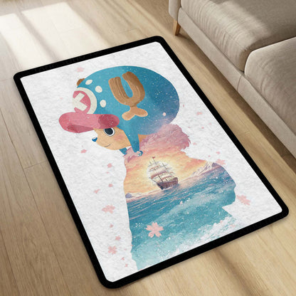 Cute Anime Reindeer Area Flat Rug | Kawaii Cartoon Floor Mat | Aesthetic Character Flat Rug for Bedroom, Kids Room & Gaming Setup Decor