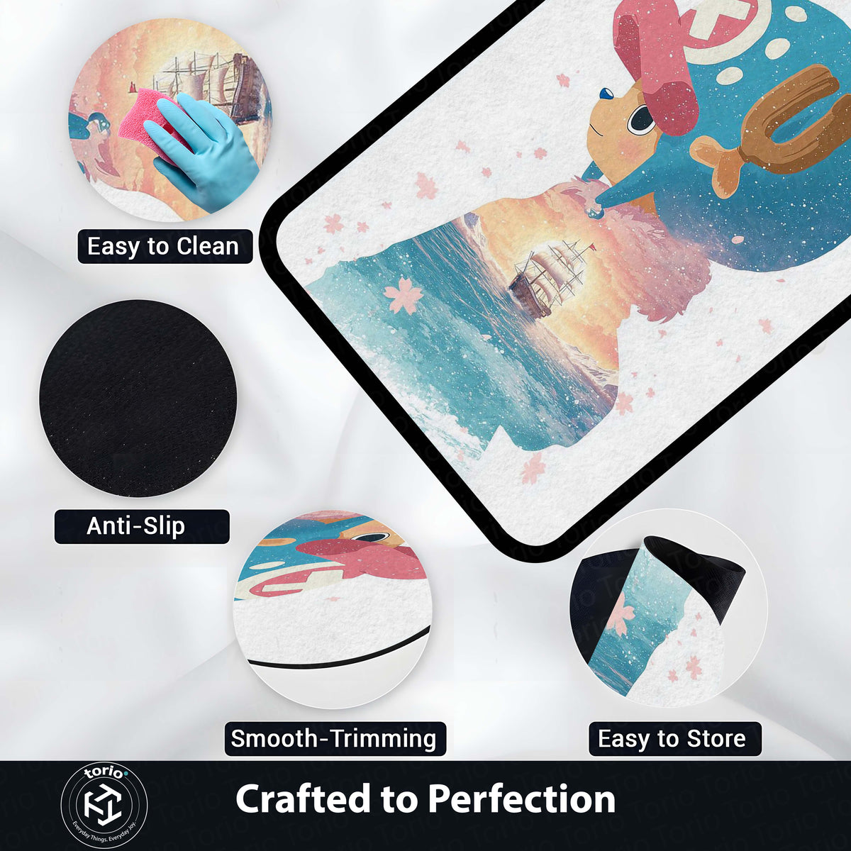 Cute Anime Reindeer Area Flat Rug | Kawaii Cartoon Floor Mat | Aesthetic Character Flat Rug for Bedroom, Kids Room & Gaming Setup Decor