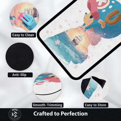 Cute Anime Reindeer Area Flat Rug | Kawaii Cartoon Floor Mat | Aesthetic Character Flat Rug for Bedroom, Kids Room & Gaming Setup Decor