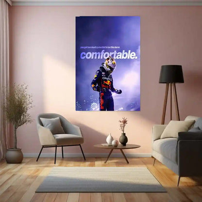 Quote Metal Poster | Max Verstappen – Too Much Potential Metal Frame Uncomfortable Growth & Champion Mentality Wall Art | High-Pressure Success Quote Metal Poster - TURTLEWINGS