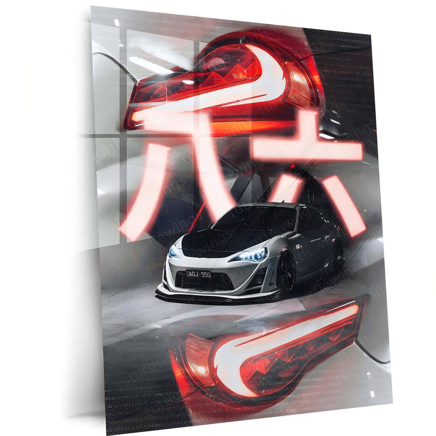 Car Metal Poster | Toyota GT86 – Neon Drift Edition | JDM Metal Frame | Street Racer Wall Art