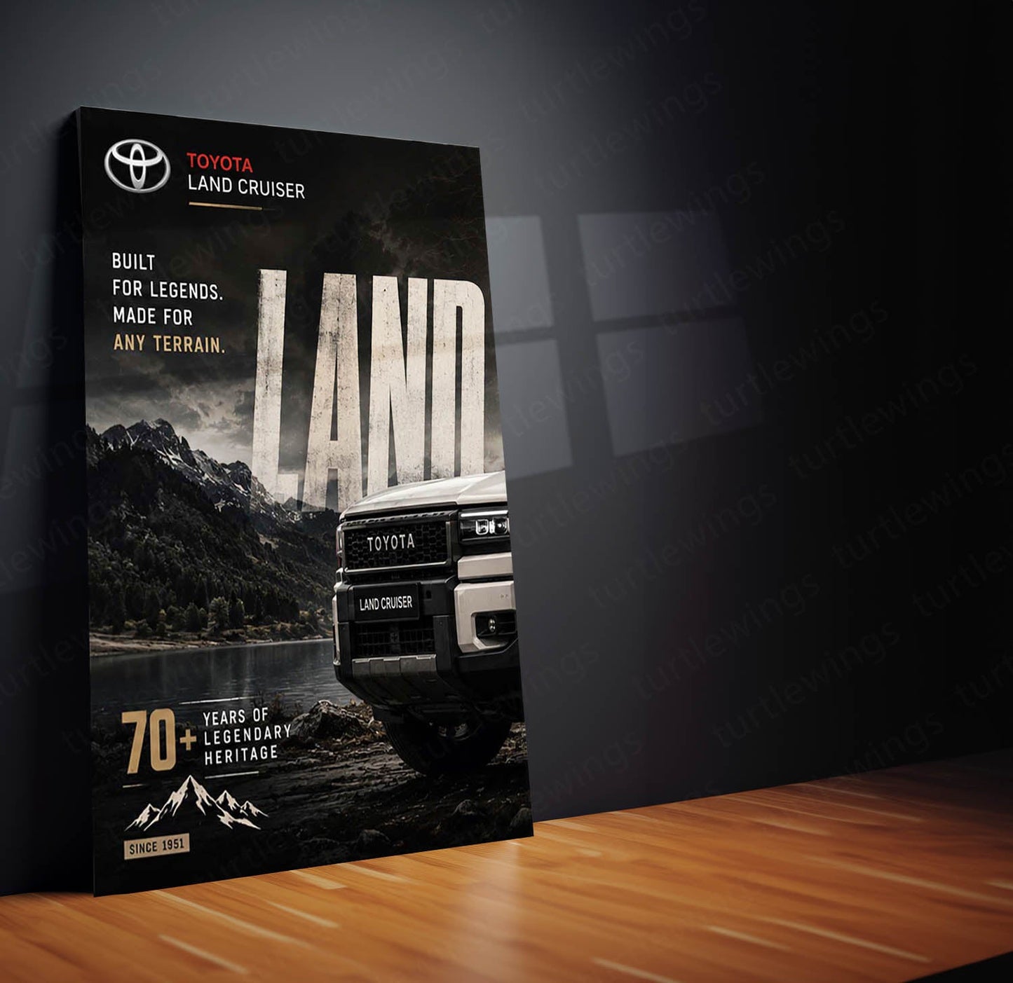 Car Metal Poster Set of 3 | Toyota Land Cruiser Adventure Icon Triptych Wall Art