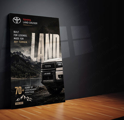 Car Metal Poster Set of 3 | Toyota Land Cruiser Adventure Icon Triptych Wall Art