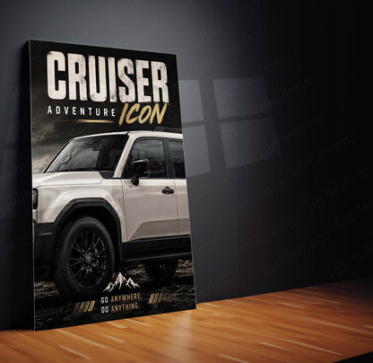 Car Metal Poster Set of 3 | Toyota Land Cruiser Adventure Icon Triptych Wall Art