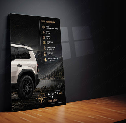 Car Metal Poster Set of 3 | Toyota Land Cruiser Adventure Icon Triptych Wall Art