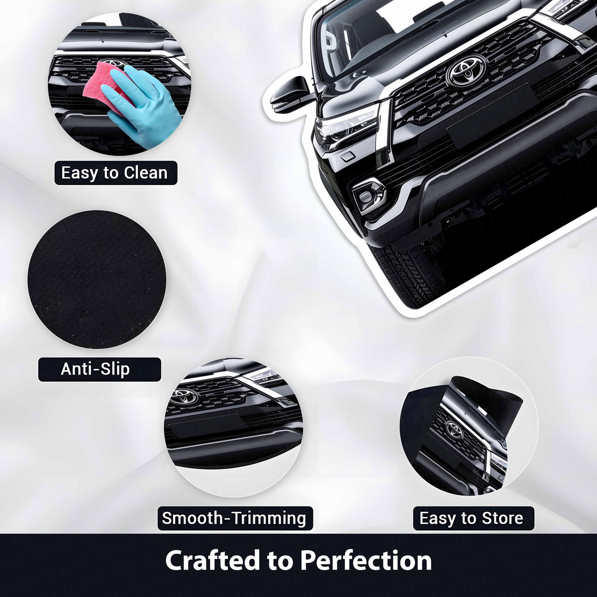 Toyota Fortuner Front View Floor Mat | Anti-Slip 3mm Absorbent SUV Design Flat Rug | Easy Clean Waterproof Floor Mat for Home, Office & Garage
