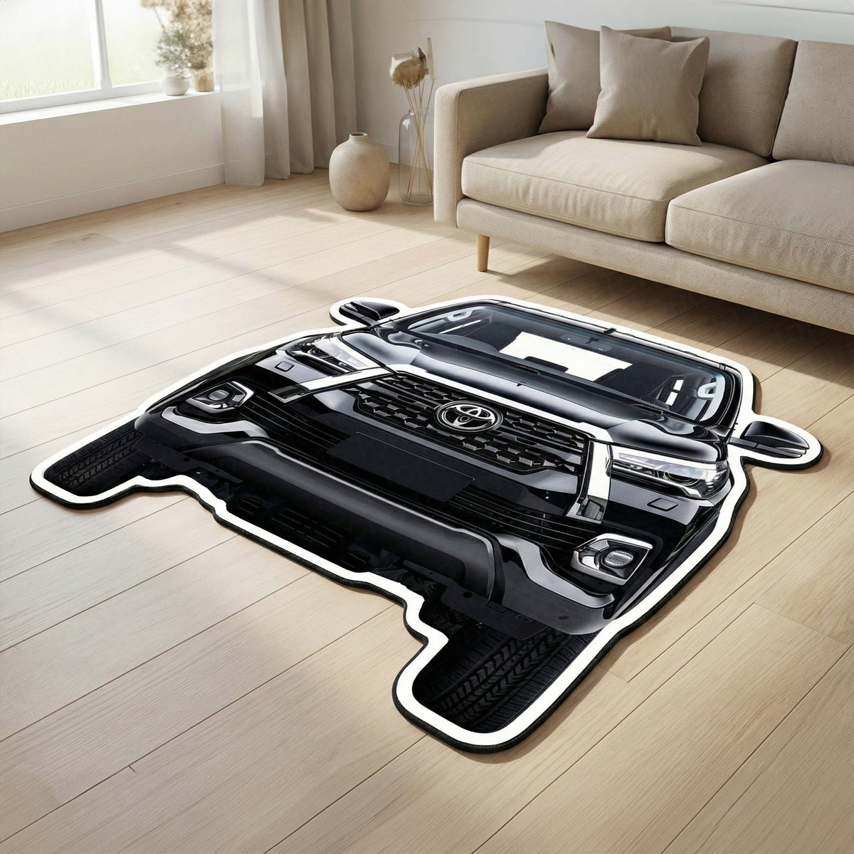 Toyota Fortuner Front View Floor Mat | Anti-Slip 3mm Absorbent SUV Design Flat Rug | Easy Clean Waterproof Floor Mat for Home, Office & Garage