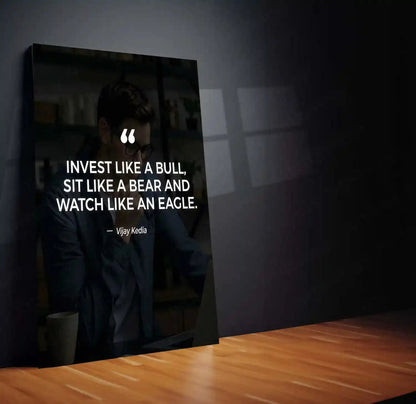 Stock Market Metal Poster | Invest Like a Bull Metal Poster | Vijay Kedia Quote Wall Art | Trading Motivation Frame | Stock Market Decor - TURTLEWINGS