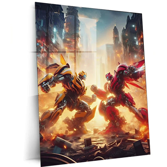 Transformers Rise of Cybertron Poster – Epic Robot Showdown Artwork | Sci-Fi Battle Metal Frame - TURTLEWINGS