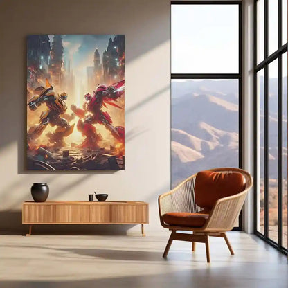 Transformers Rise of Cybertron Poster – Epic Robot Showdown Artwork | Sci-Fi Battle Metal Frame - TURTLEWINGS
