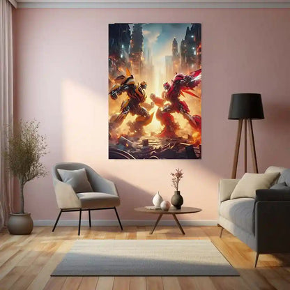 Transformers Rise of Cybertron Poster – Epic Robot Showdown Artwork | Sci-Fi Battle Metal Frame - TURTLEWINGS