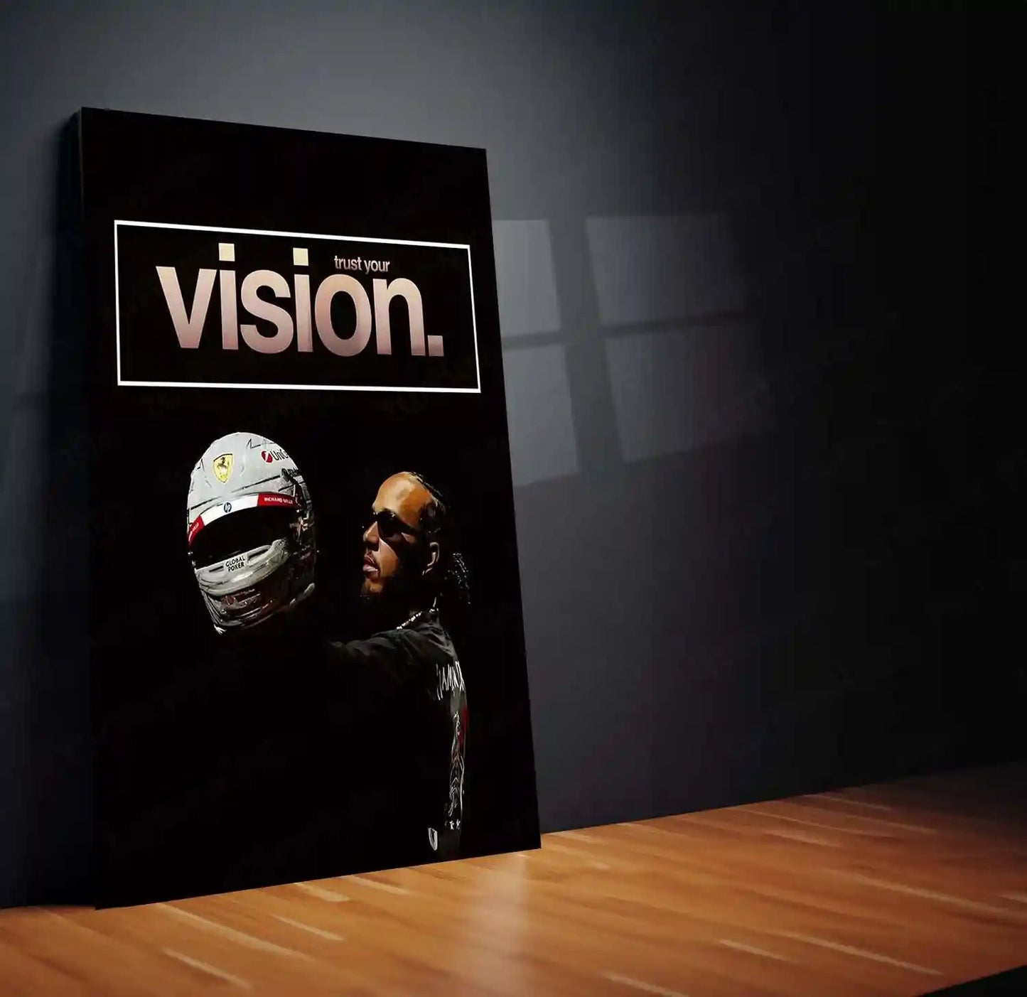 Quote Metal Poster | Lewis Hamilton – Trust Your Vision Metal Frame Unshakeable Belief & Elite Focus Wall Art | Championship Mindset Quote Metal Poster - TURTLEWINGS