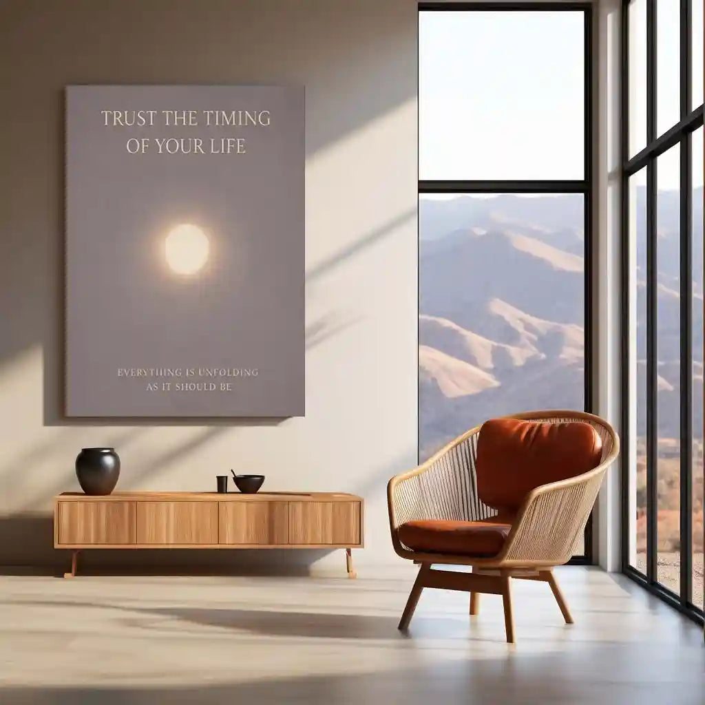 Quote Metal Poster | Trust The Timing of Your Life | Inspirational Minimalist Wall Art | Calm & Mindfulness Motivation Metal Poster - TURTLEWINGS