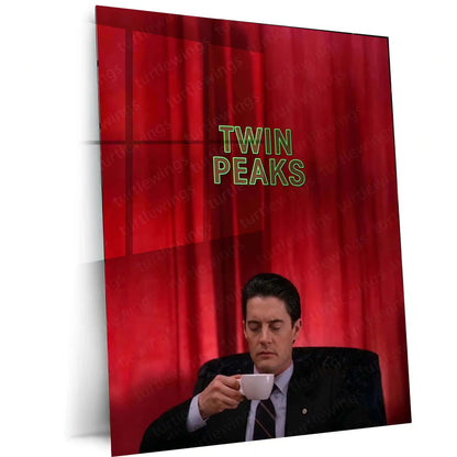 Movies & Series Metal Poster | Twin Peaks Metal Poster | Agent Cooper Coffee Scene Wall Art | Cult Classic Series Poster | Retro Mystery Decor - TURTLEWINGS