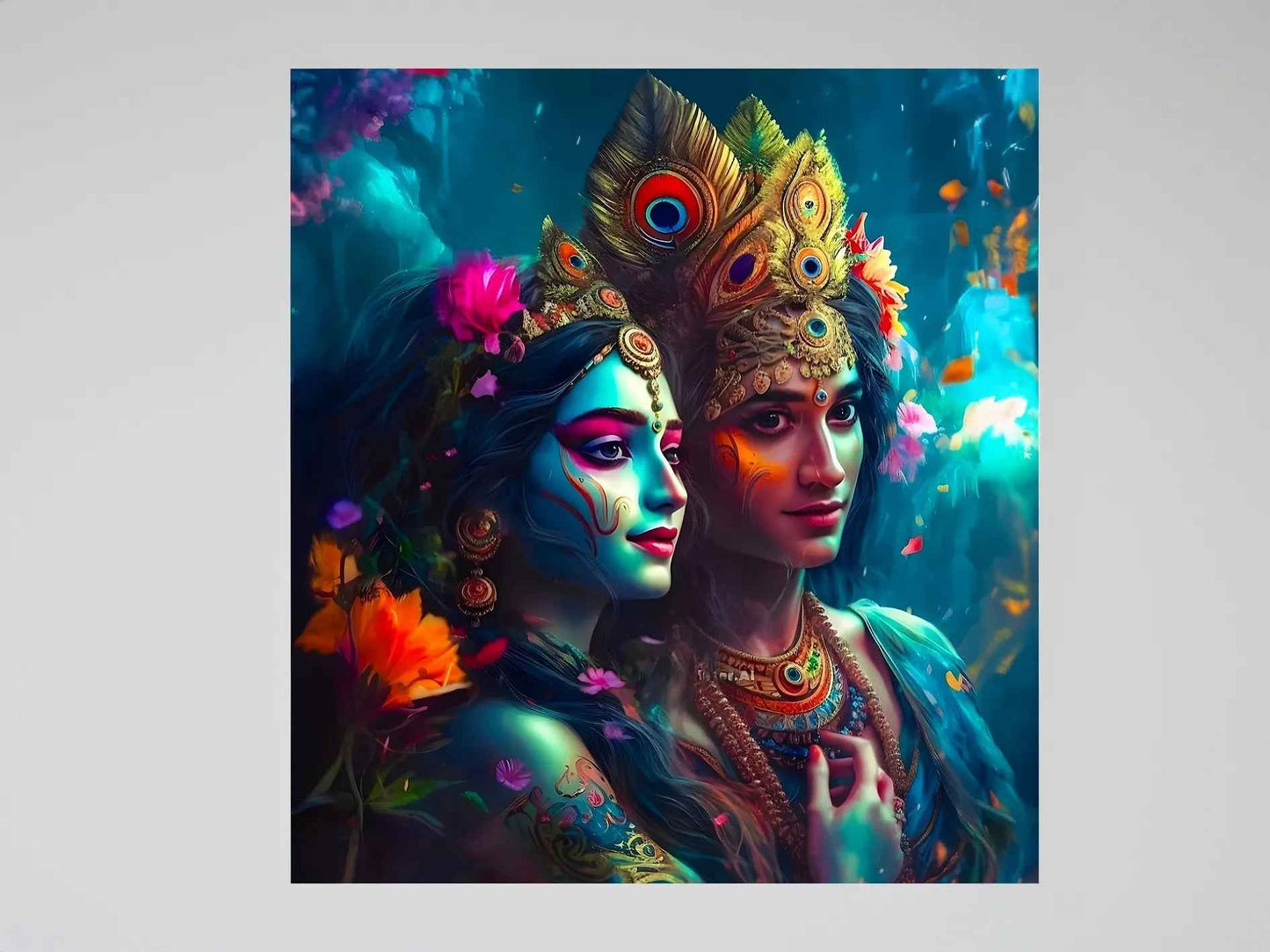 Radha Krishna Metal Poster - TURTLEWINGS