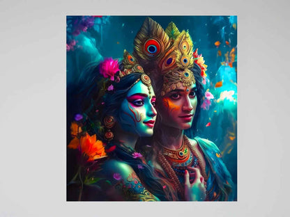 Radha Krishna Metal Poster - TURTLEWINGS