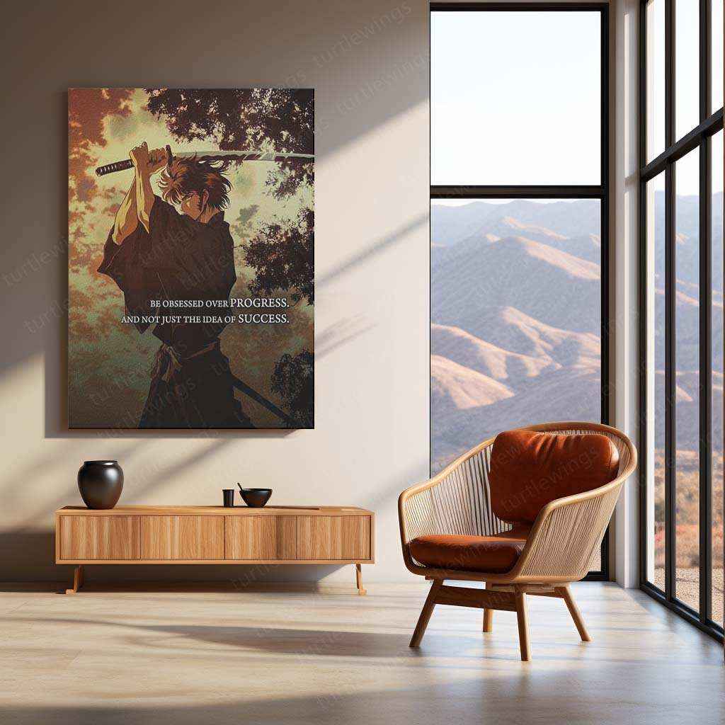 Vagabond Anime Quote Metal Poster – Samurai Wisdom | Epic Warrior Wall Art - TURTLEWINGS