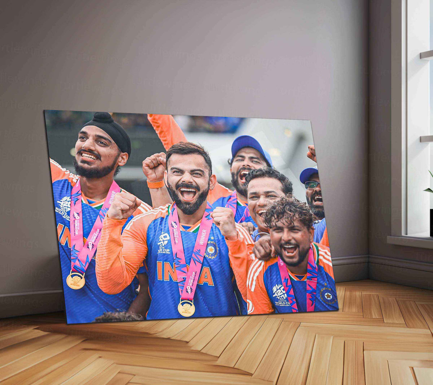 VK-AS-KY Celebration Metal Poster – Virat Kohli, Suryakumar Yadav & Hardik Pandya Wall Art | Team India Cricket - TURTLEWINGS