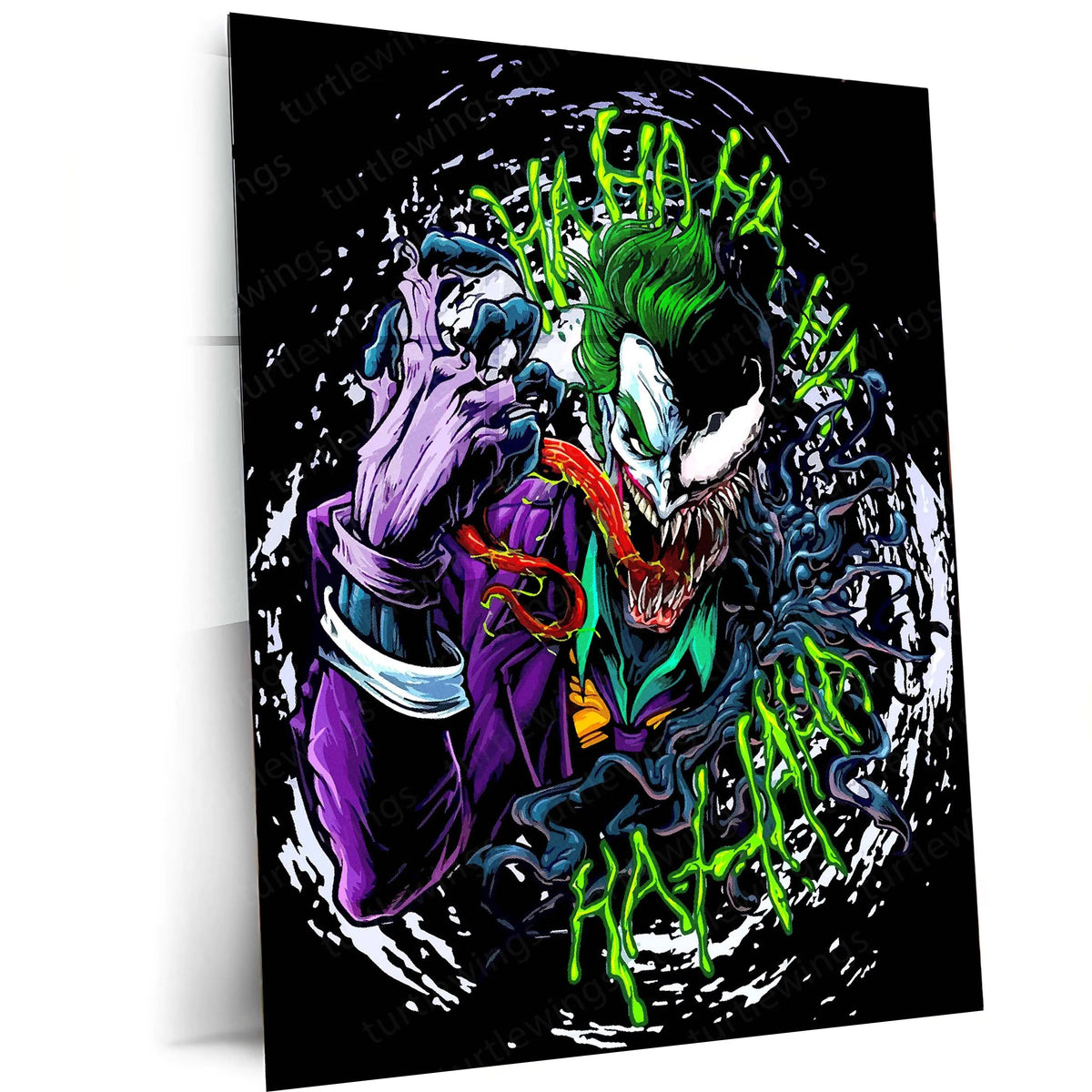 Venom x Joker – Symbiotic Chaos Metal Poster | Marvel x DC Crossover Wall Frame - TURTLEWINGS