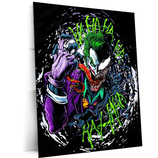 Venom x Joker – Symbiotic Chaos Metal Poster | Marvel x DC Crossover Wall Frame - TURTLEWINGS