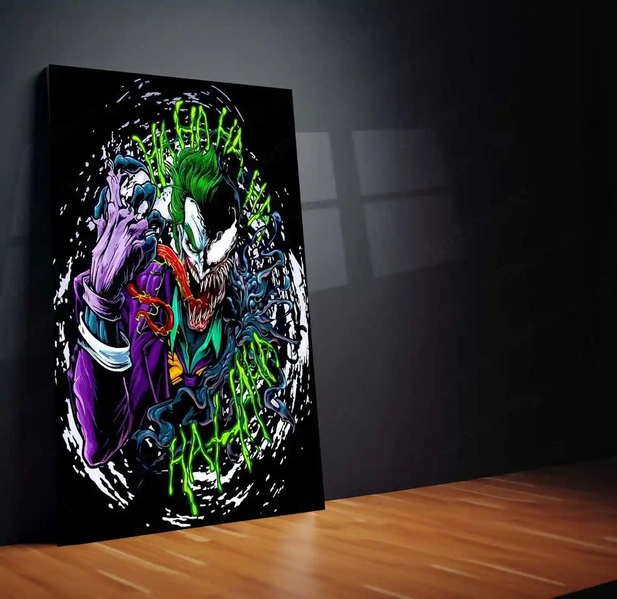 Venom x Joker – Symbiotic Chaos Metal Poster | Marvel x DC Crossover Wall Frame - TURTLEWINGS
