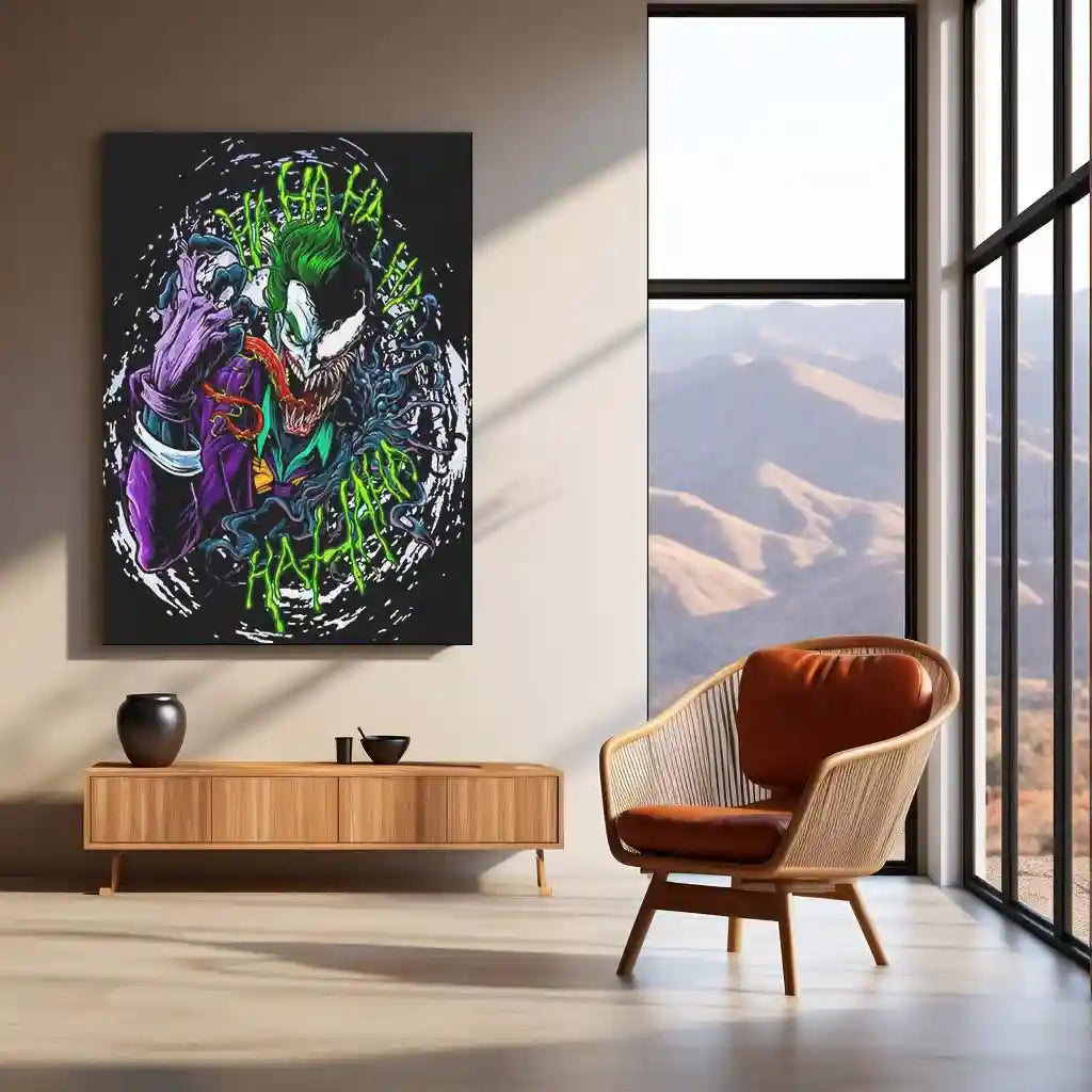 Venom x Joker – Symbiotic Chaos Metal Poster | Marvel x DC Crossover Wall Frame - TURTLEWINGS