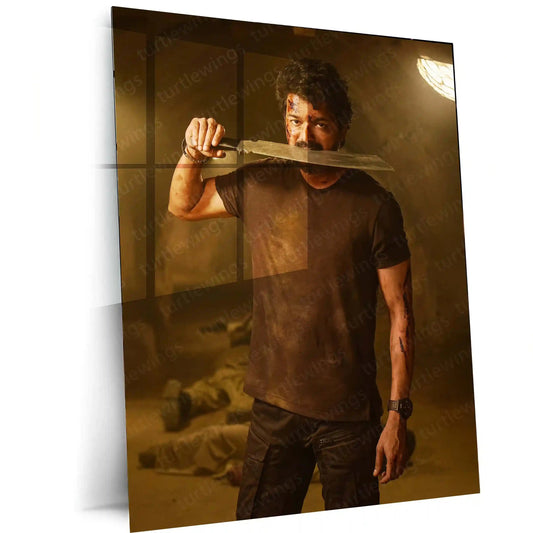Vijay Thalapathy – Tamil Cinema Superstar Metal Poster | Tollywood Wall Frame 08 - TURTLEWINGS