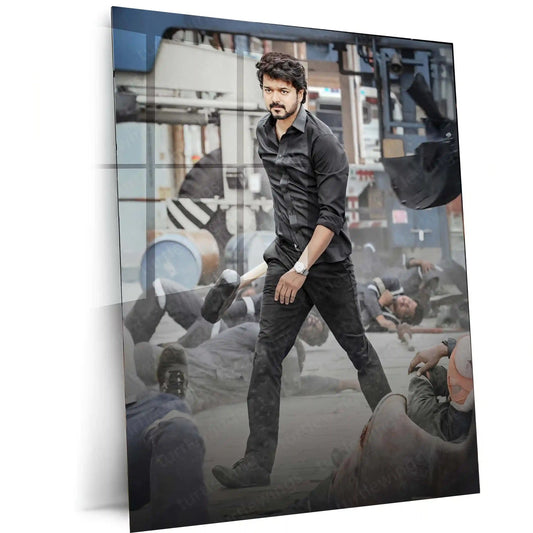 Vijay Thalapathy – Tamil Cinema Superstar Metal Poster | Tollywood Wall Frame 05 - TURTLEWINGS