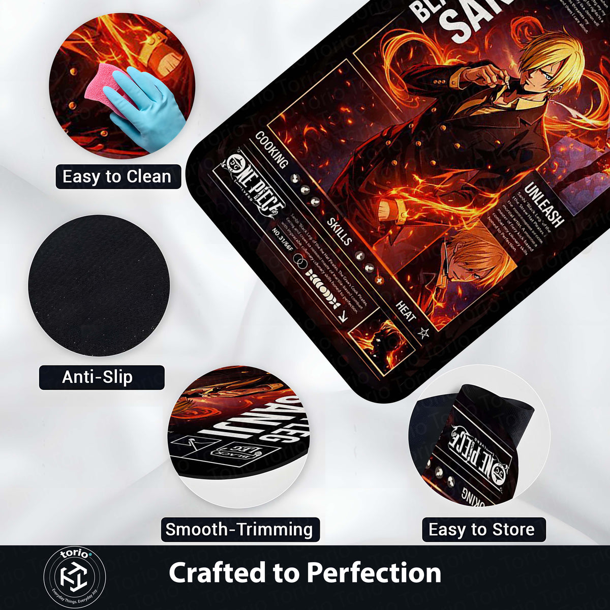Black Leg Sanji Anime Area Flat Rug | Fire Power Character Floor Mat | One Piece Inspired Gaming Flat Rug for Bedroom, Otaku Room & Anime Setup Decor