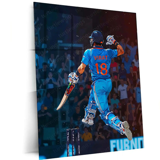 Cricket Metal Poster | Virat Kohli Metal Poster | Cricket Legend Wall Art01 - TURTLEWINGS