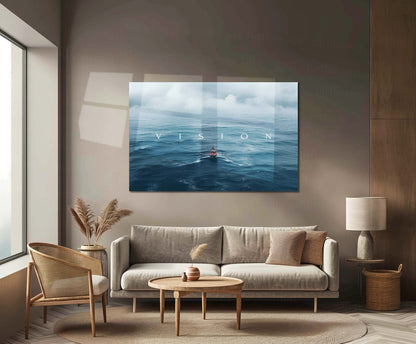 Vision Ocean Boat Art Metal Poster | Minimalist Motivation Wall Art | Inspirational Metal Poster
