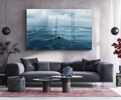 Vision Ocean Boat Art Metal Poster | Minimalist Motivation Wall Art | Inspirational Metal Poster