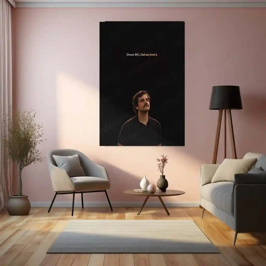 Quote Metal Poster | Wagner Moura - “Dream BIG, God can fund it.” Quote Metal Frame Wall Art - TURTLEWINGS 