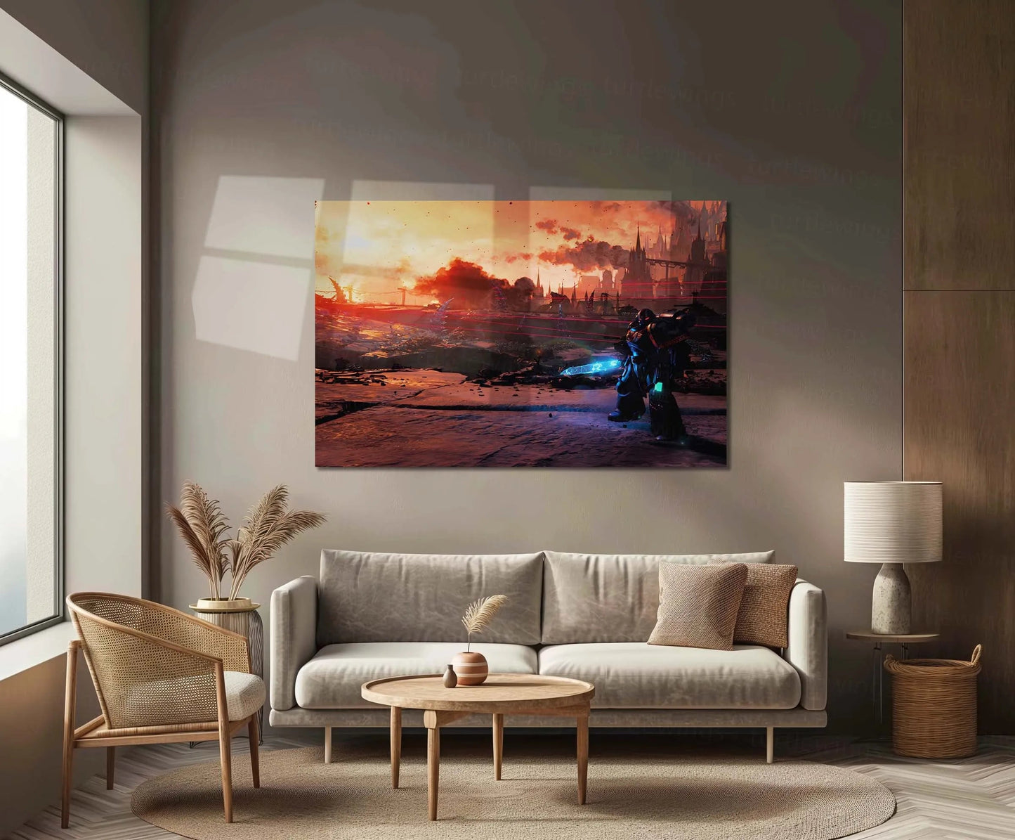 Warhammer 40K Battlefront | Grimdark Battle Metal Frame | Sci-Fi Warfare Wall Art - TURTLEWINGS