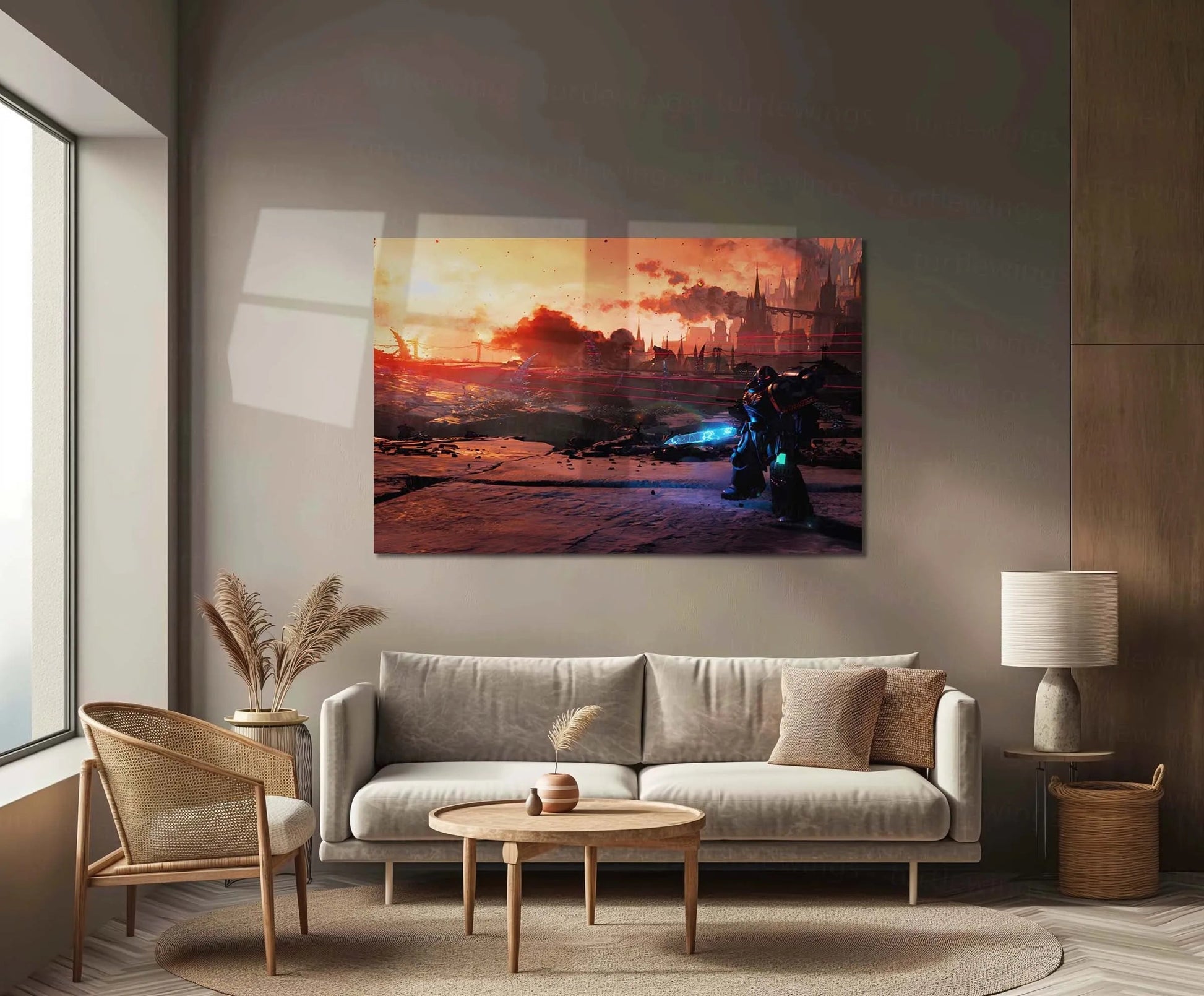 Warhammer 40K Battlefront | Grimdark Battle Metal Frame | Sci-Fi Warfare Wall Art - TURTLEWINGS