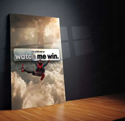 Quote Metal Poster | Watch Me Win | Fearless Confidence & Rising Champion Metal Frame - TURTLEWINGS