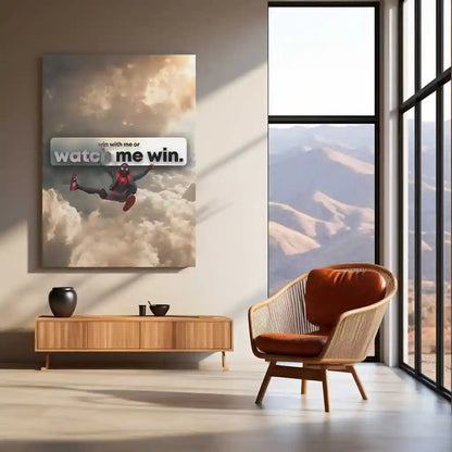 Quote Metal Poster | Watch Me Win | Fearless Confidence & Rising Champion Metal Frame - TURTLEWINGS
