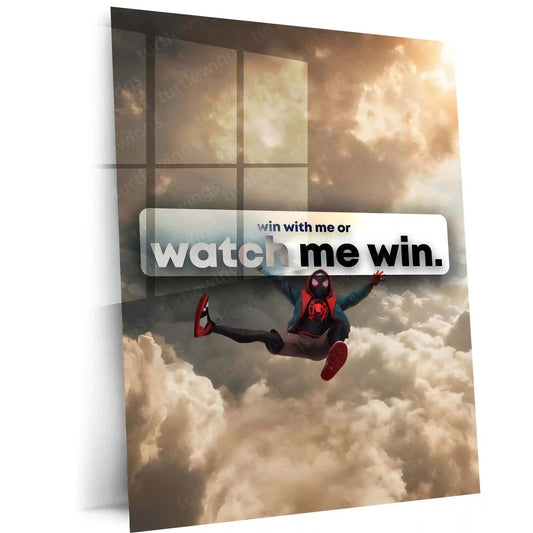 Quote Metal Poster | Watch Me Win | Fearless Confidence & Rising Champion Metal Frame - TURTLEWINGS