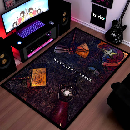 Marvel Avengers "Whatever It Takes" Area Flat Rug | Infinity Saga Superhero Area Flat Rug | Premium Marvel Gaming Room Floor Decor