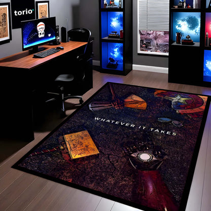 Marvel Avengers "Whatever It Takes" Area Flat Rug | Infinity Saga Superhero Area Flat Rug | Premium Marvel Gaming Room Floor Decor