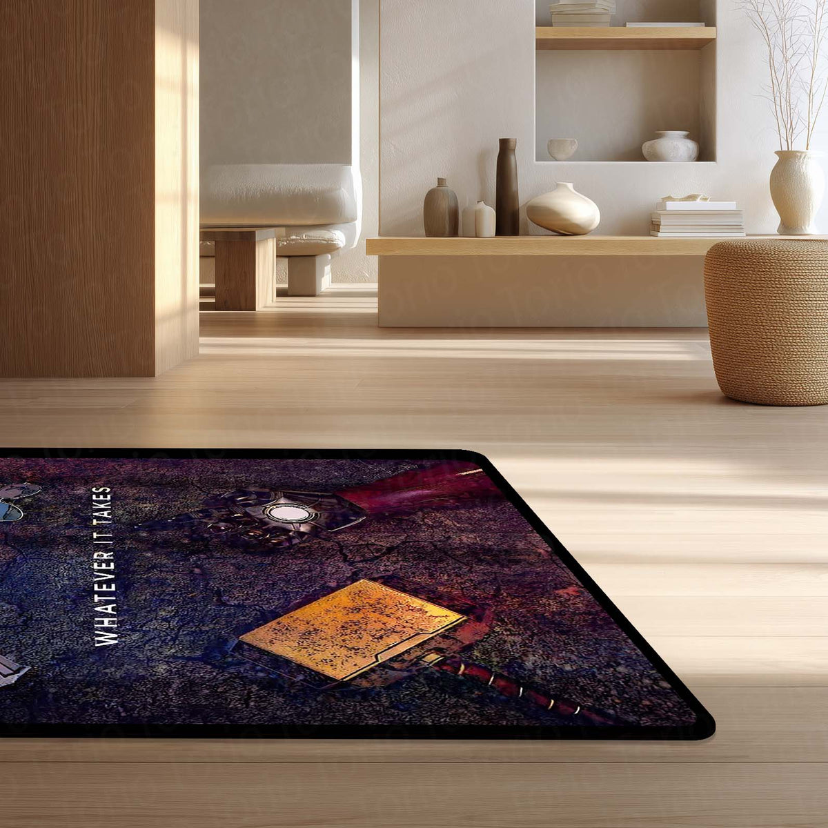Marvel Avengers "Whatever It Takes" Area Flat Rug | Infinity Saga Superhero Area Flat Rug | Premium Marvel Gaming Room Floor Decor