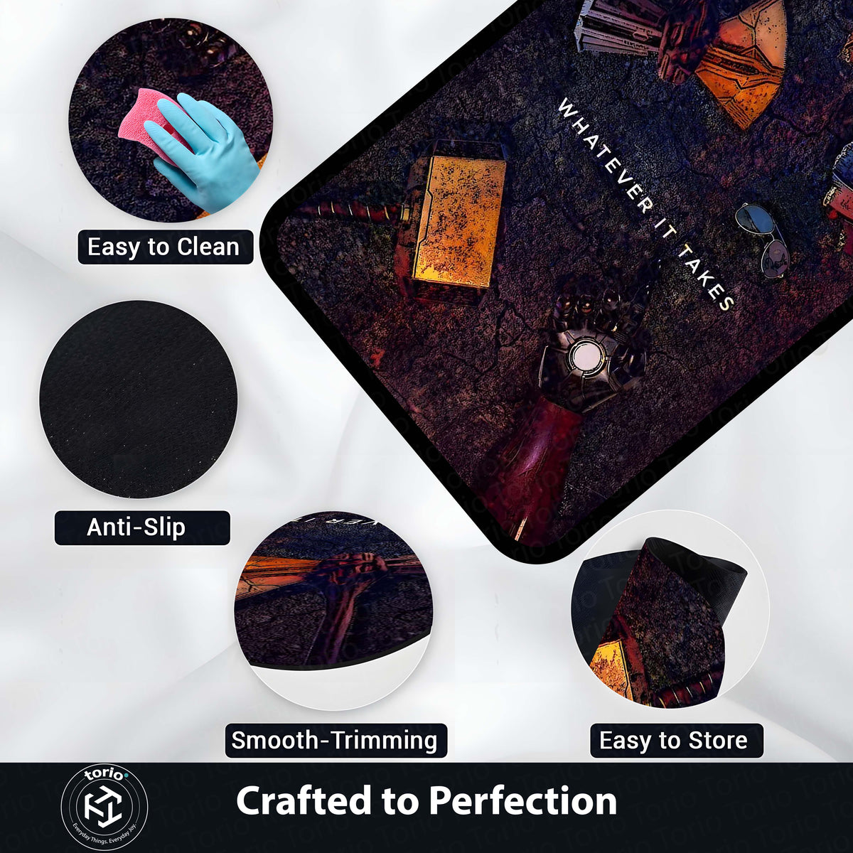 Marvel Avengers "Whatever It Takes" Area Flat Rug | Infinity Saga Superhero Area Flat Rug | Premium Marvel Gaming Room Floor Decor