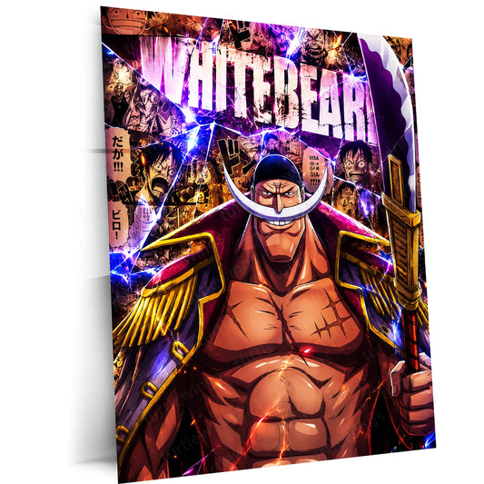 Anime Metal Poster | One Piece Metal Poster | Whitebeard Emperor of the Seas Wall Art | Legendary Pirate Anime Metal Frame