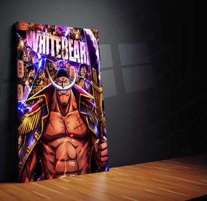 Anime Metal Poster | One Piece Metal Poster | Whitebeard Emperor of the Seas Wall Art | Legendary Pirate Anime Metal Frame
